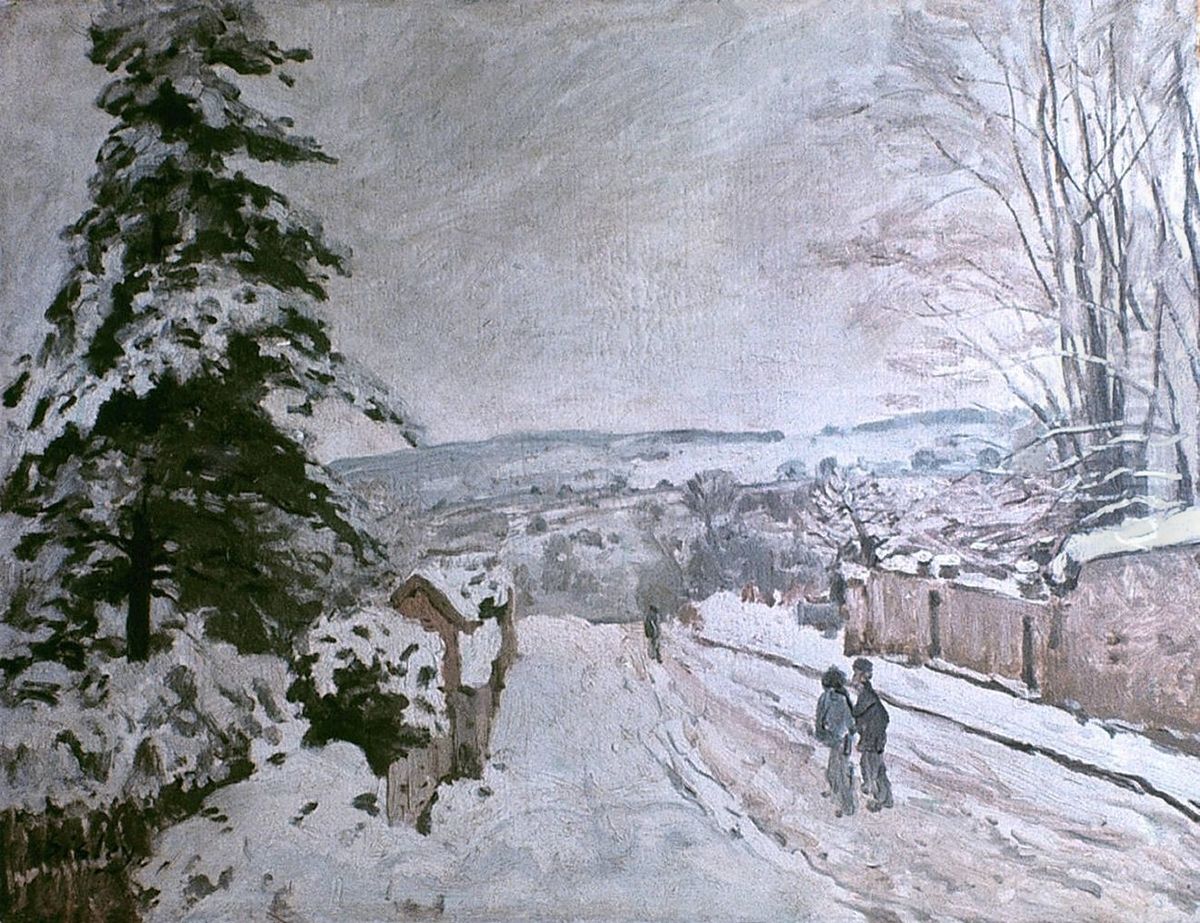 Rue du Coeur Volant a Louveciennes Oil Painting by Alfred Sisley