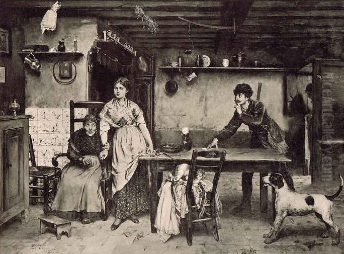 Un seducteur Oil Painting by Evariste Carpentier