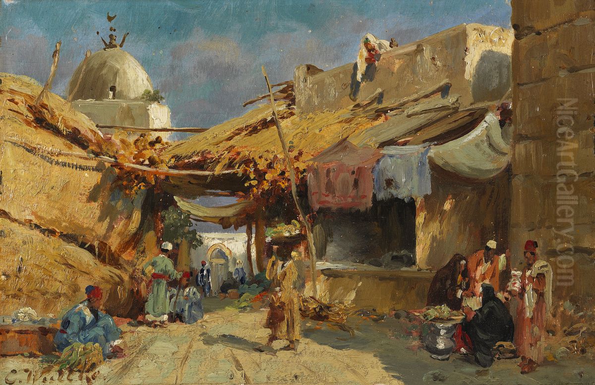 Orientalischer Basar Oil Painting by Carl Wuttke