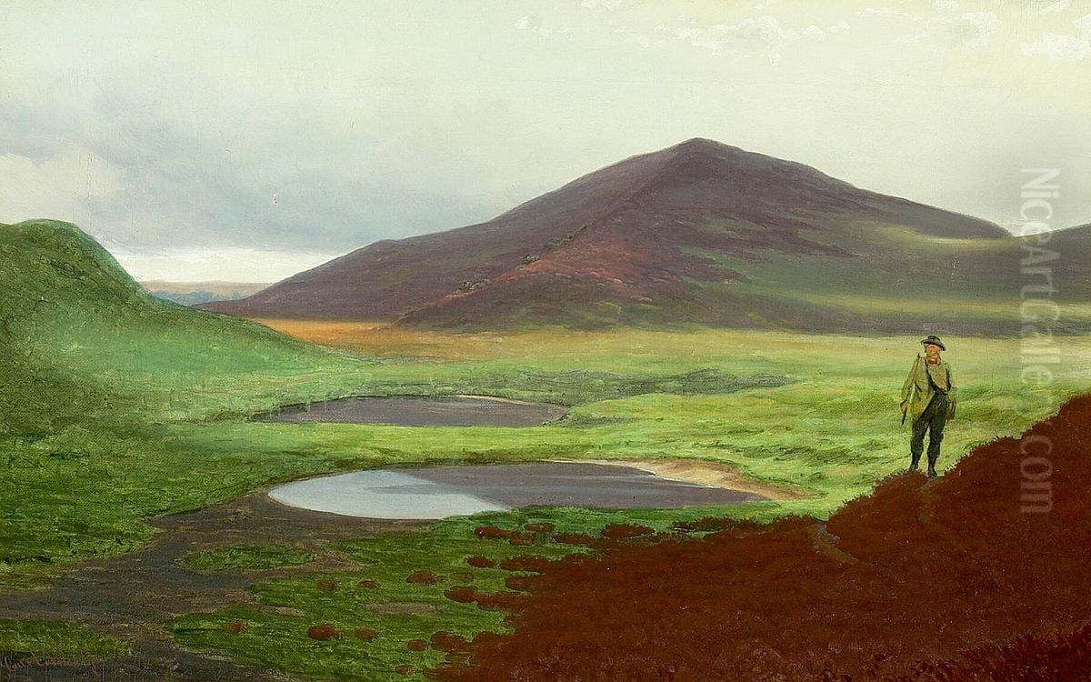 Landscape with a hunter. Oil Painting by Carl Wurtzen