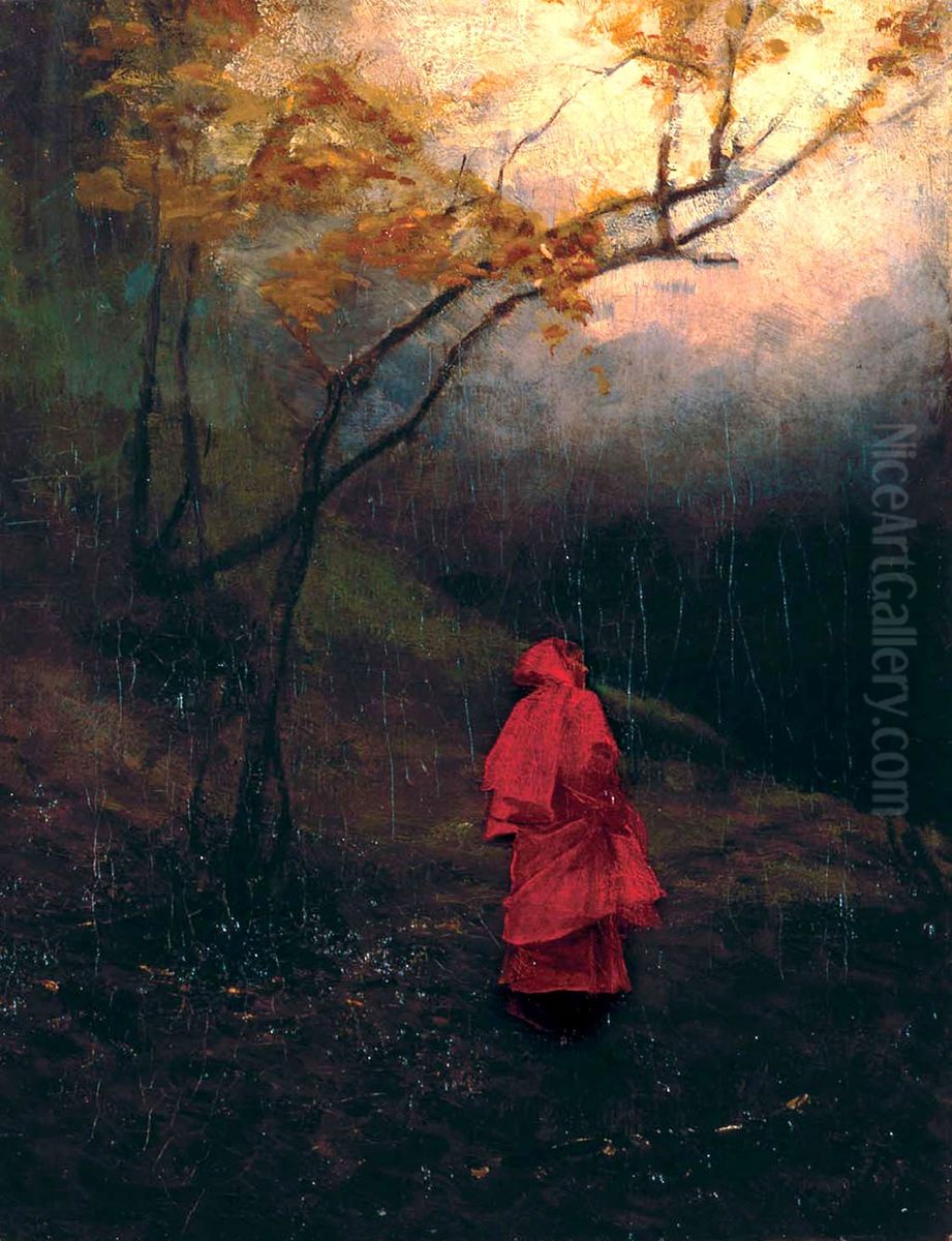 Samotna w parku Oil Painting by Wladyslaw Wankie