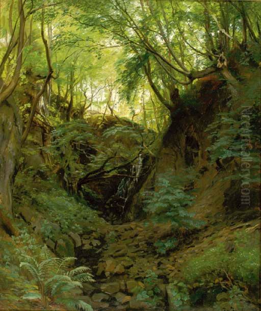 A wooded glade. Oil Painting by Christian Zacho
