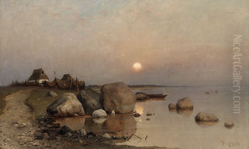 Seaside Village Oil Painting by Julius Sergius von Klever