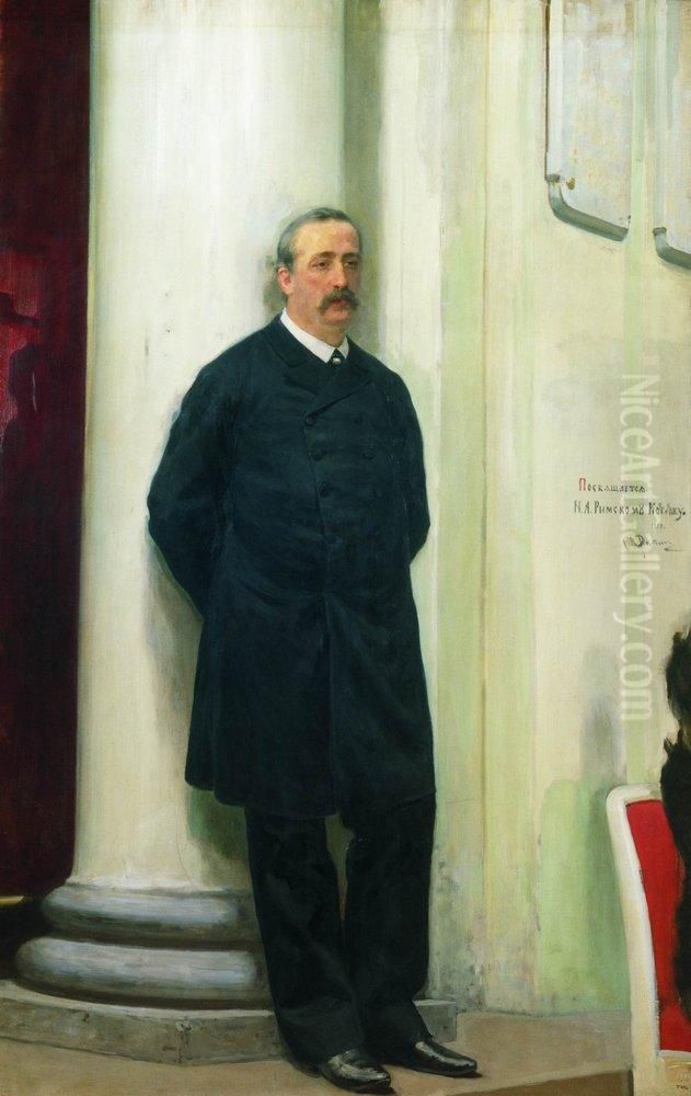 Portrait of composer and chemist Aleksander Porfirievich Borodin Oil Painting by Repin Iliya