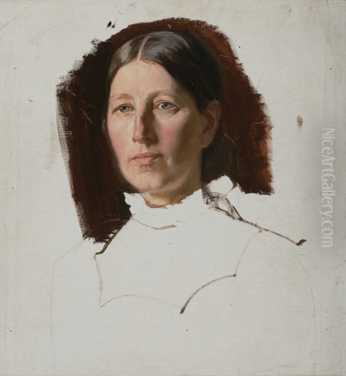 Juledag 1900. Portraetstudie af Anna Ancher. Oil Painting by Michael Peter Ancher