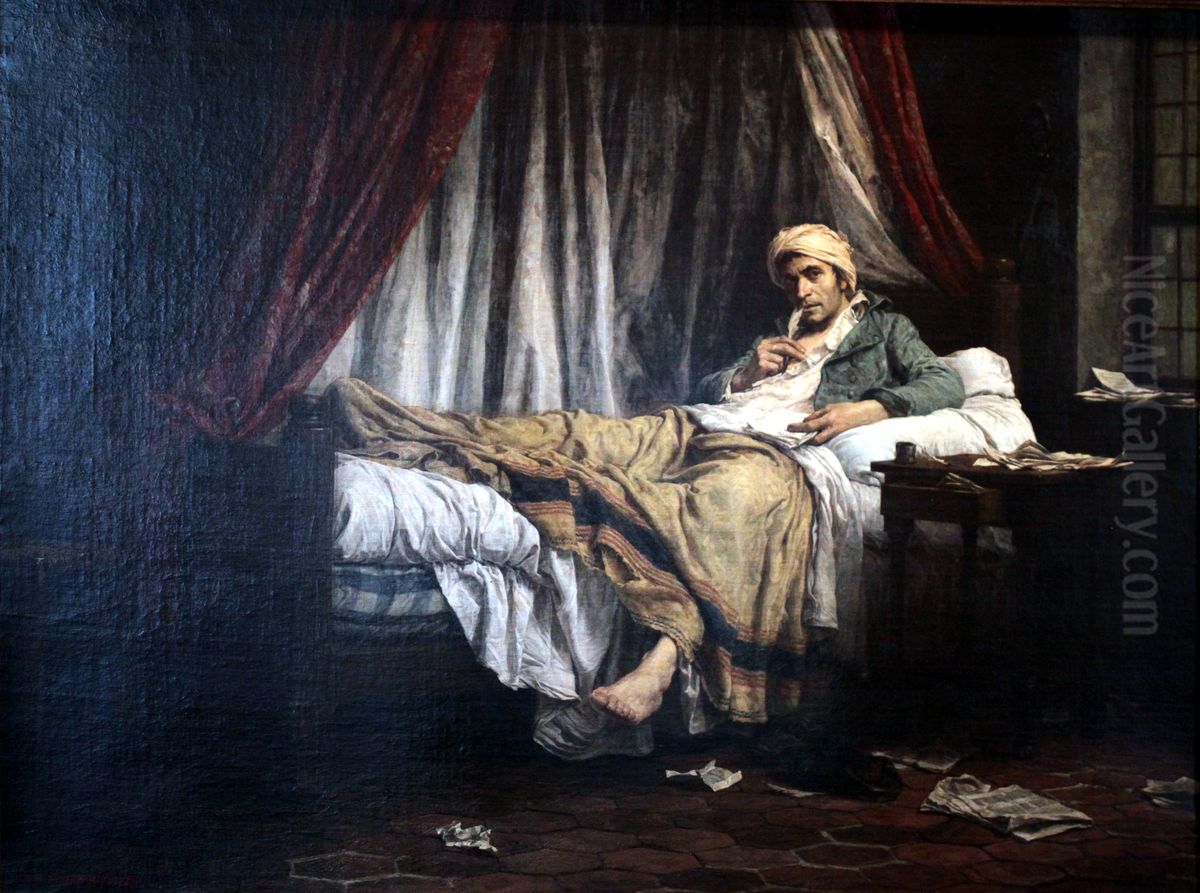 Marat Oil Painting by Lucien-Etienne Melingue