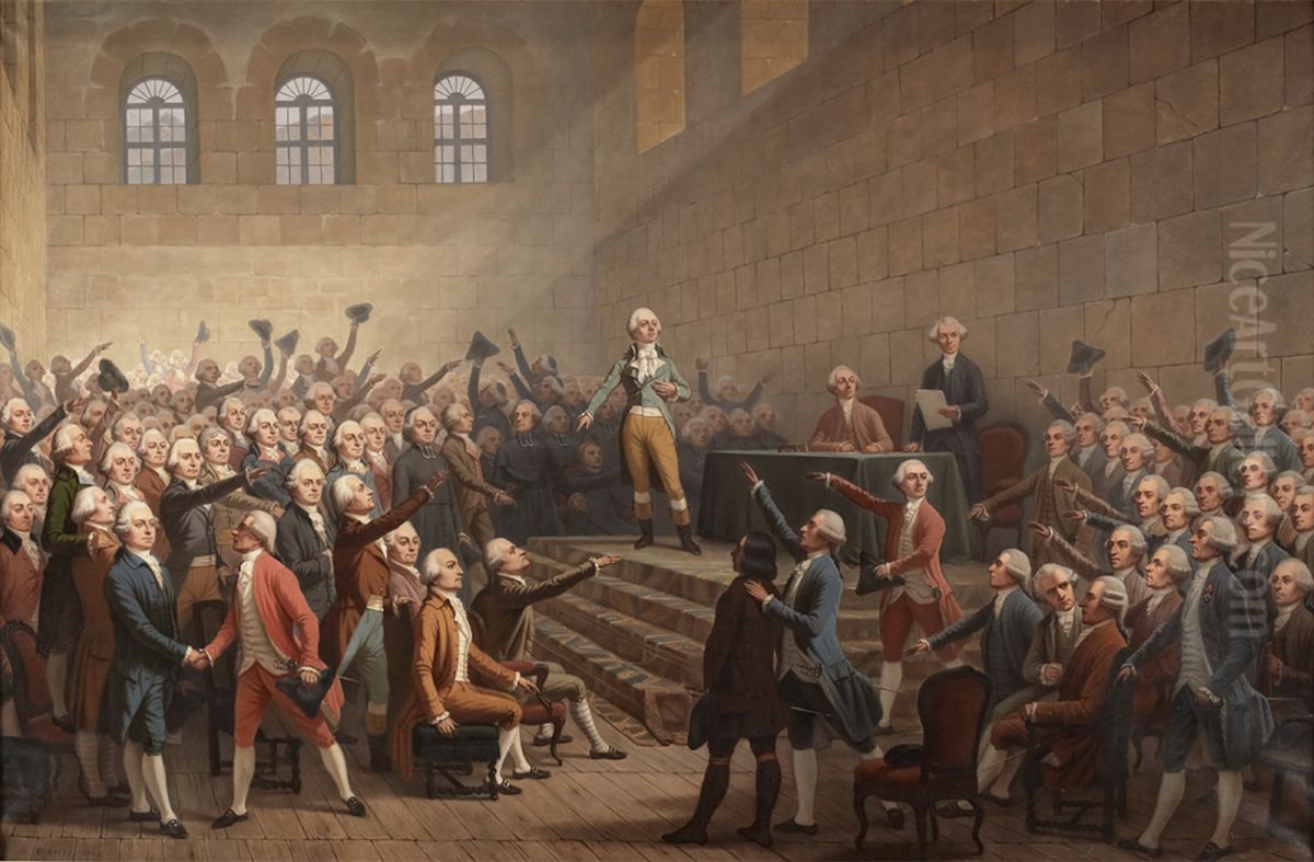 Assemblee des trois ordres du Dauphine au chateau de Vizille le 21 Juillet 1788 by Alexandre Debelle Oil Painting by Alexandre Debelle