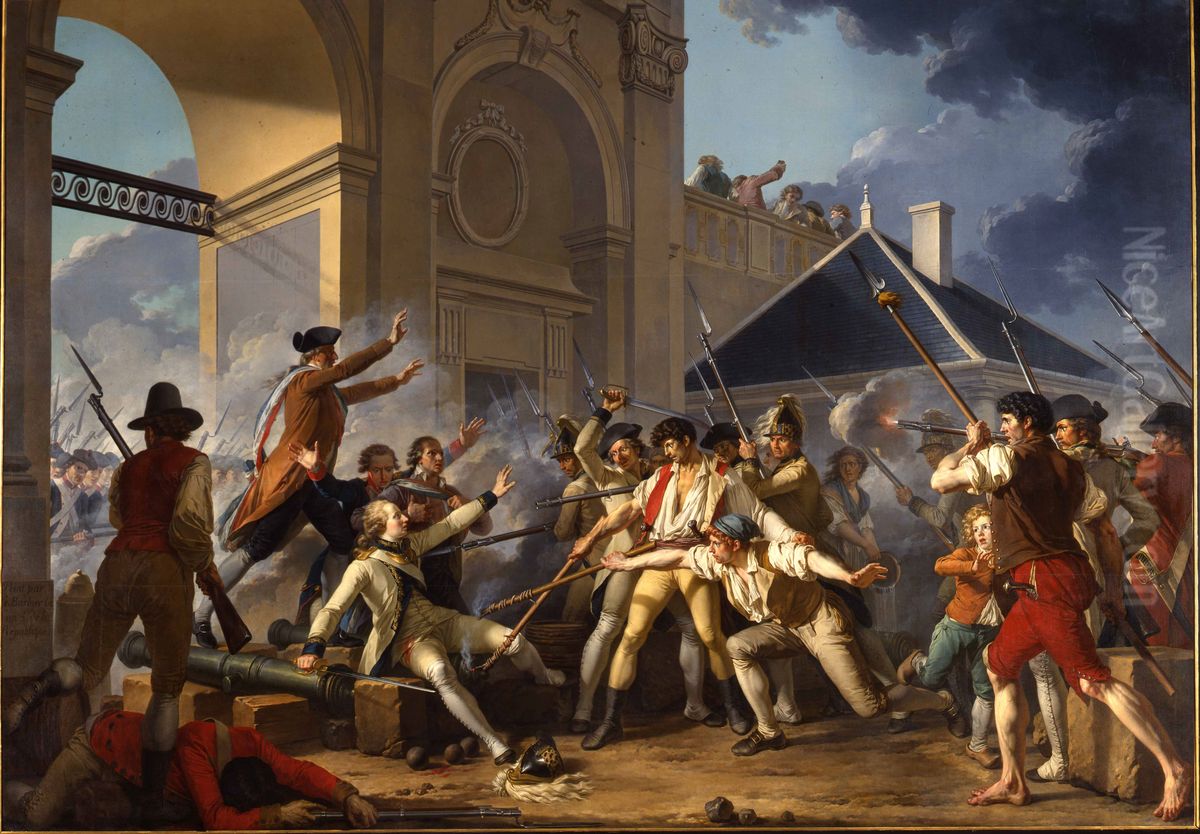 Le Courage heroique du jeune Desilles Oil Painting by Jean-Jacques-Francois Le Barbier