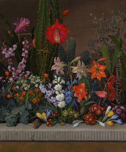 Blumenstillleben Oil Painting by Johannes Ludwig Camradt