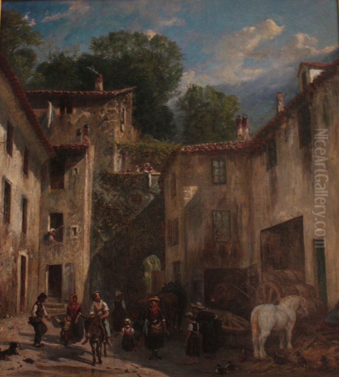 La Porte de la route d'Uriage a Vizille (Isere) Oil Painting by Paul Huet