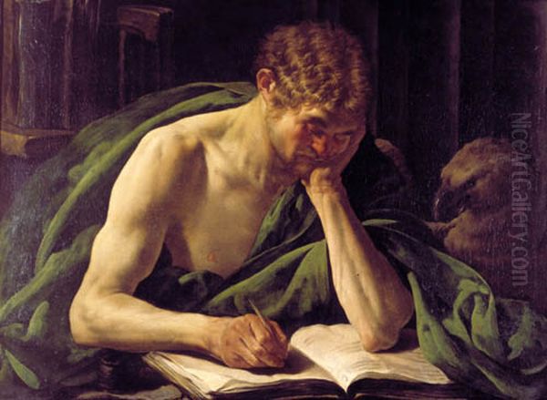 Saint John writing his Gospel Oil Painting by Hendrick Ter Brugghen
