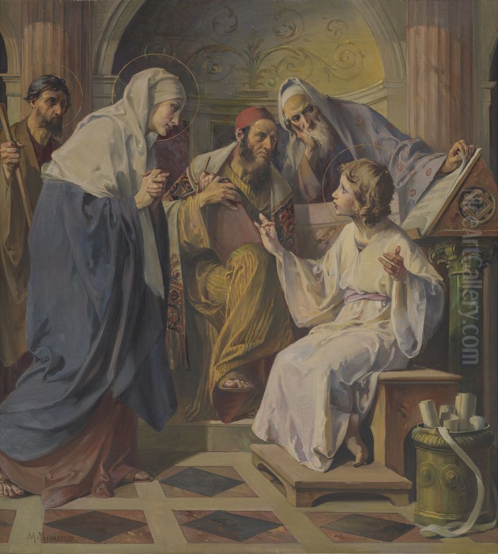 Terugvinding van Jezus in de tempel Oil Painting by Martin von Feuerstein