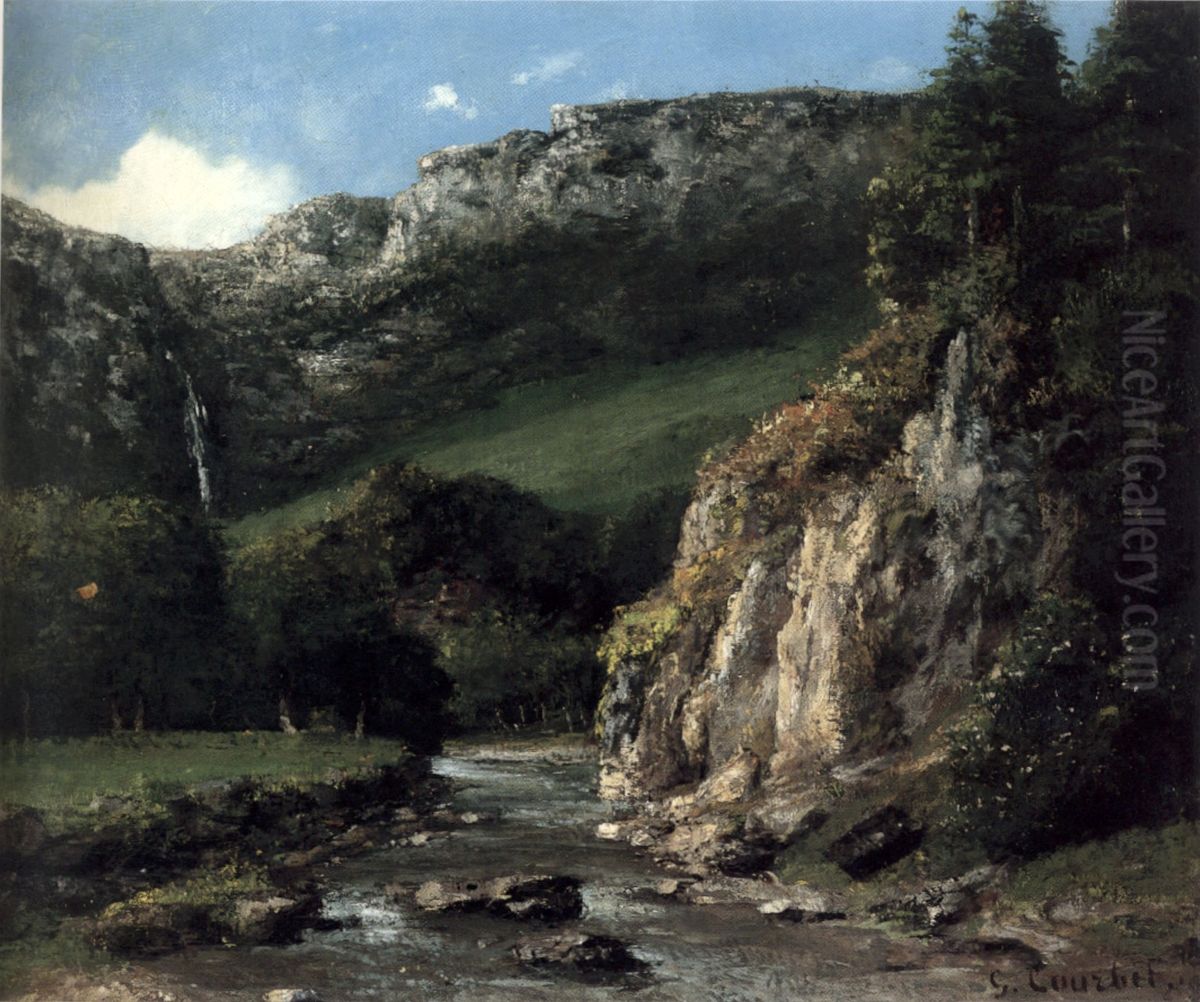 Stream in the Jura Mountains(The Torrent) Oil Painting by Gustave Courbet