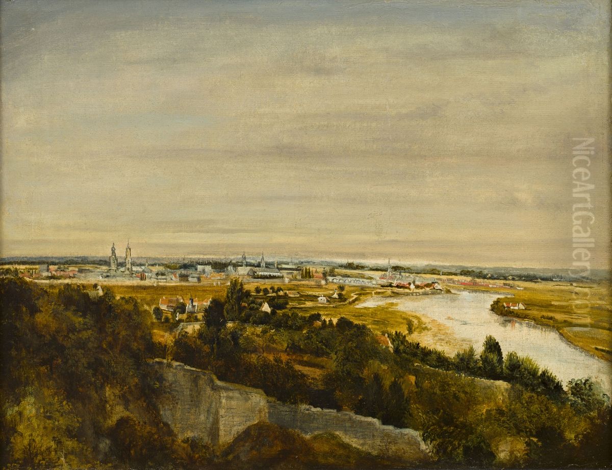 Panorama van Maastricht in 1837 Oil Painting by Alexander Schaepkens