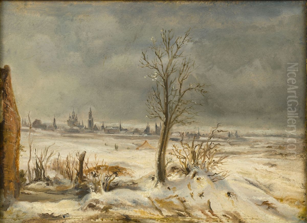 Maastricht gezien buiten de Tongerse poort Oil Painting by Alexander Schaepkens