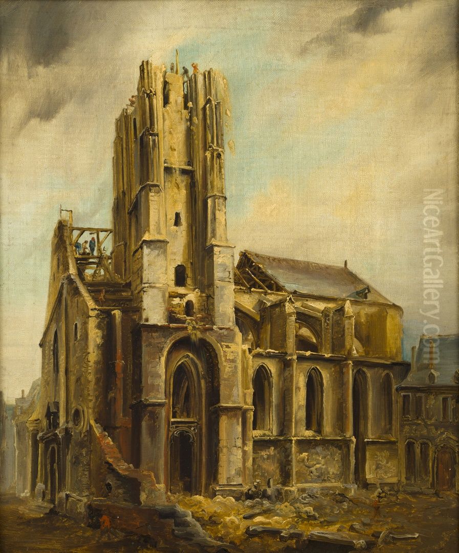 Sint-Nicolaaskerk te Maastricht tijdens de afbraak in 1838 Oil Painting by Alexander Schaepkens
