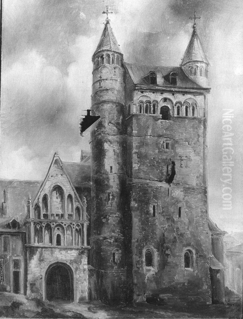 O.L.Vrouwekerk met hoofdportaal Oil Painting by Alexander Schaepkens