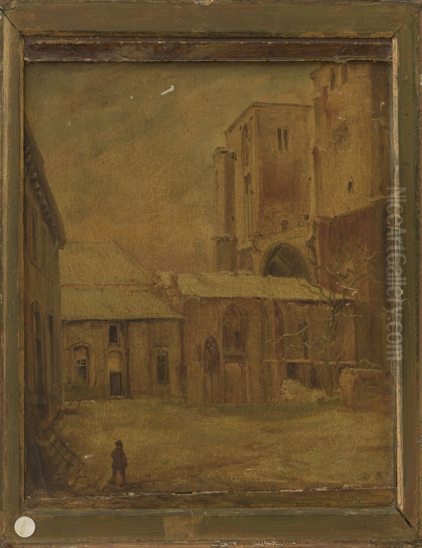 Kerk en klooster van St.Antonius Abt te Maastricht, afgebroken 1848 Oil Painting by Alexander Schaepkens