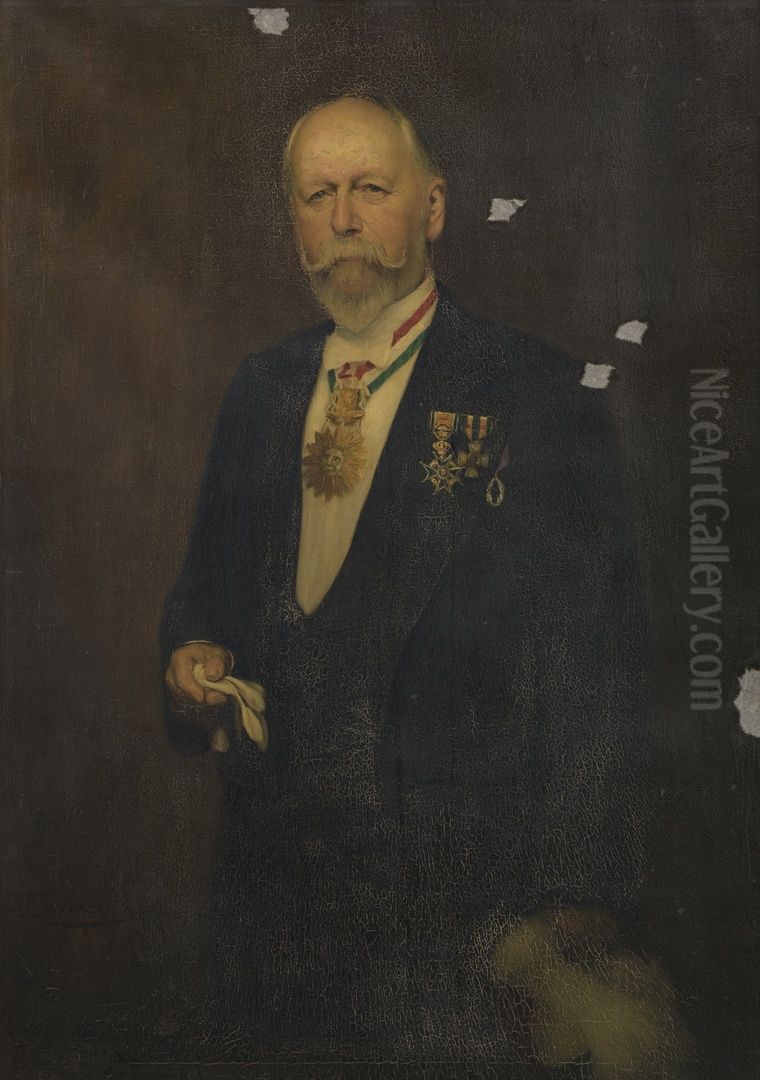 Portret van Joseph Laurent Hubert Polis (1845-1915), erepresident Societeit Momus Oil Painting by Henri Goovaerts