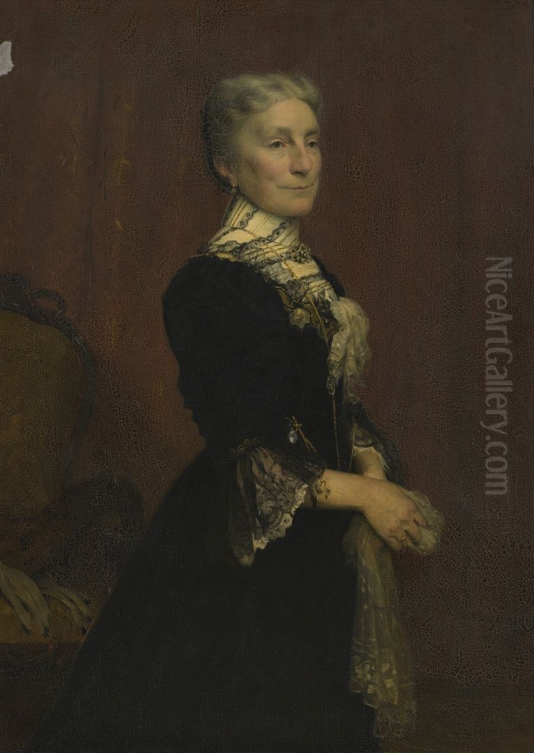 Portret van Louise Marie Laurence Polis-Henrar (1845-1935), echtgenote van Joseph L.H. Polis Oil Painting by Henri Goovaerts