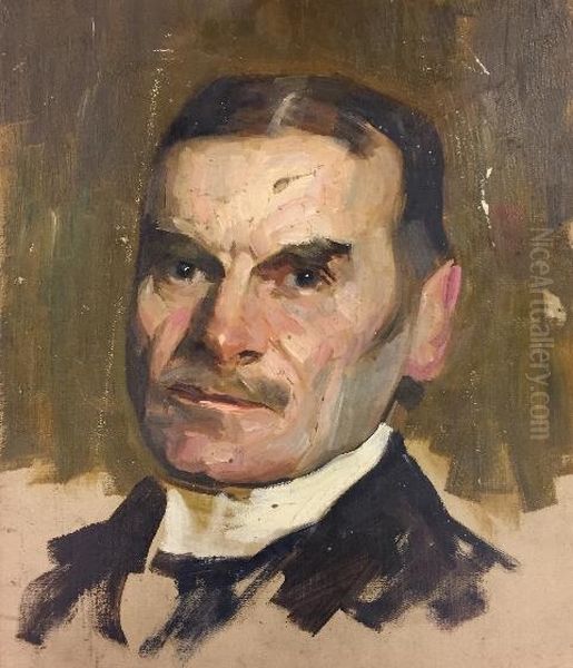 Herenportret ; verso: portretfoto van Victor Jaunez Oil Painting by Henri Goovaerts