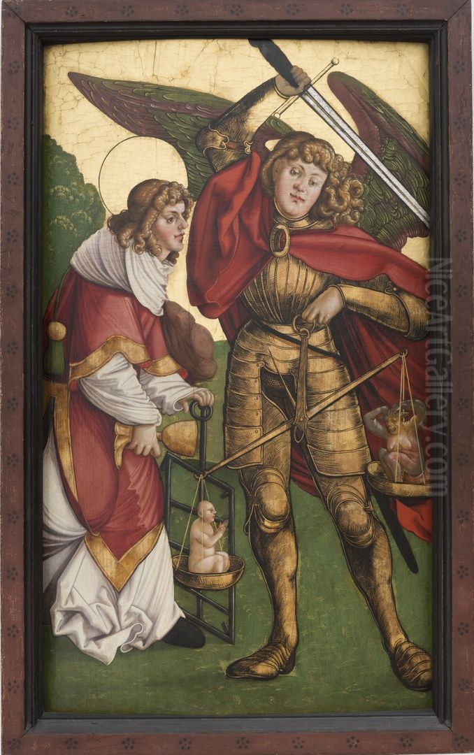 De Aartsengel Michael en de H. Laurentius Oil Painting by Hans Leonhard Schaufelein