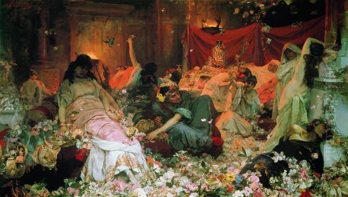 Buried in Flowers Oil Painting by Pavel Svedomsky