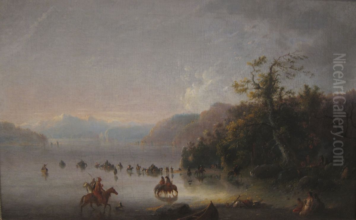 Snake River Indians Oil Painting by Alfred Jacob Miller
