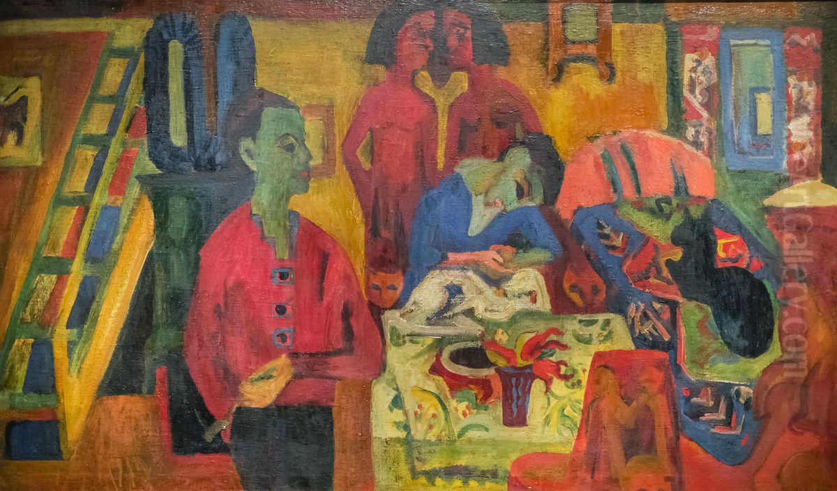 Interieur mit Maler Oil Painting by Ernst Ludwig Kirchner
