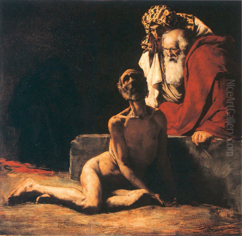 The God-fearing Job Oil Painting by Gyula Kardos