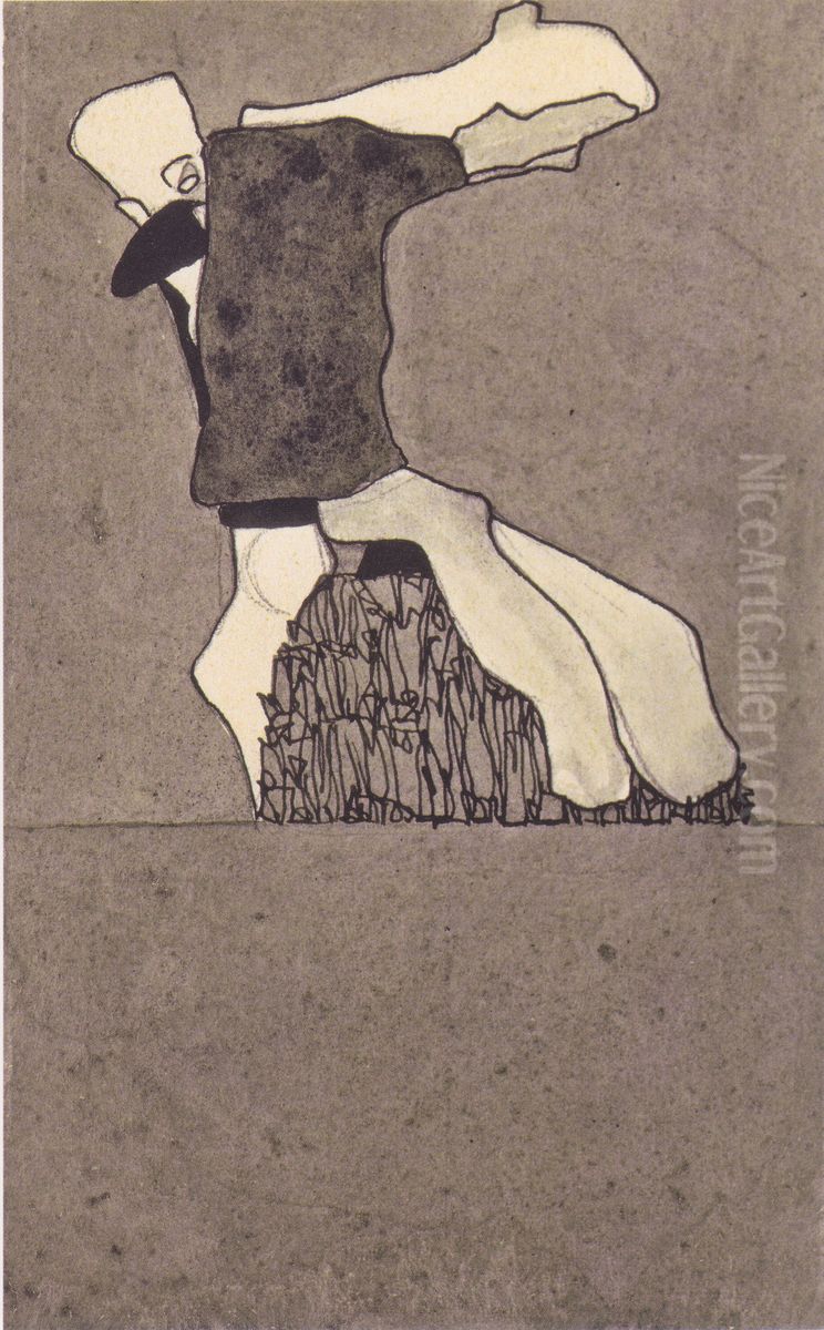 Komposition mit zwei Gestalten Oil Painting by Egon Schiele