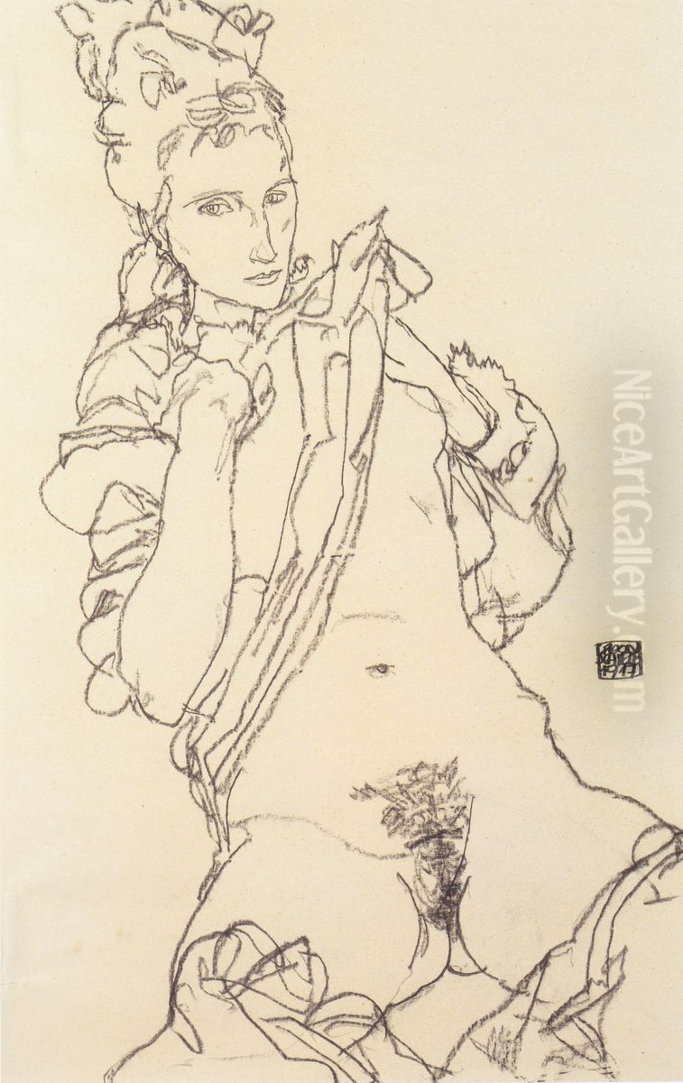 Weiblicher Akt (1917) Oil Painting by Egon Schiele