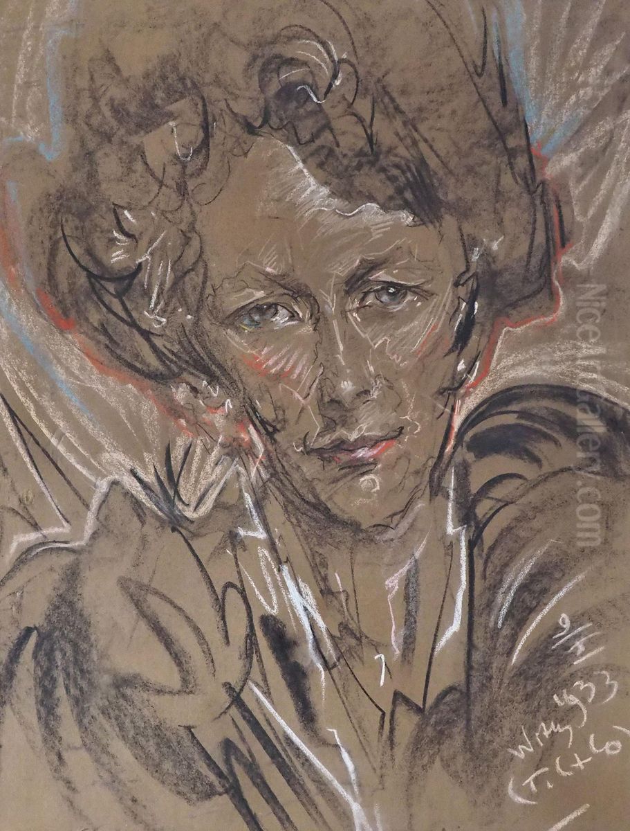 Portret Jadwigi z Niedzwieckich Skibinskiej Oil Painting by Stanislaw Ignacy Witkiewicz (Witkacy)