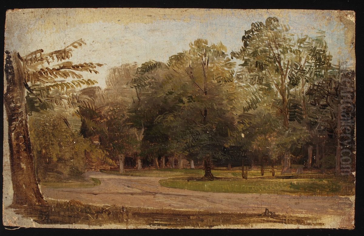 Bosgezicht. Oil Painting by Gijsbert Johannes Verspuy