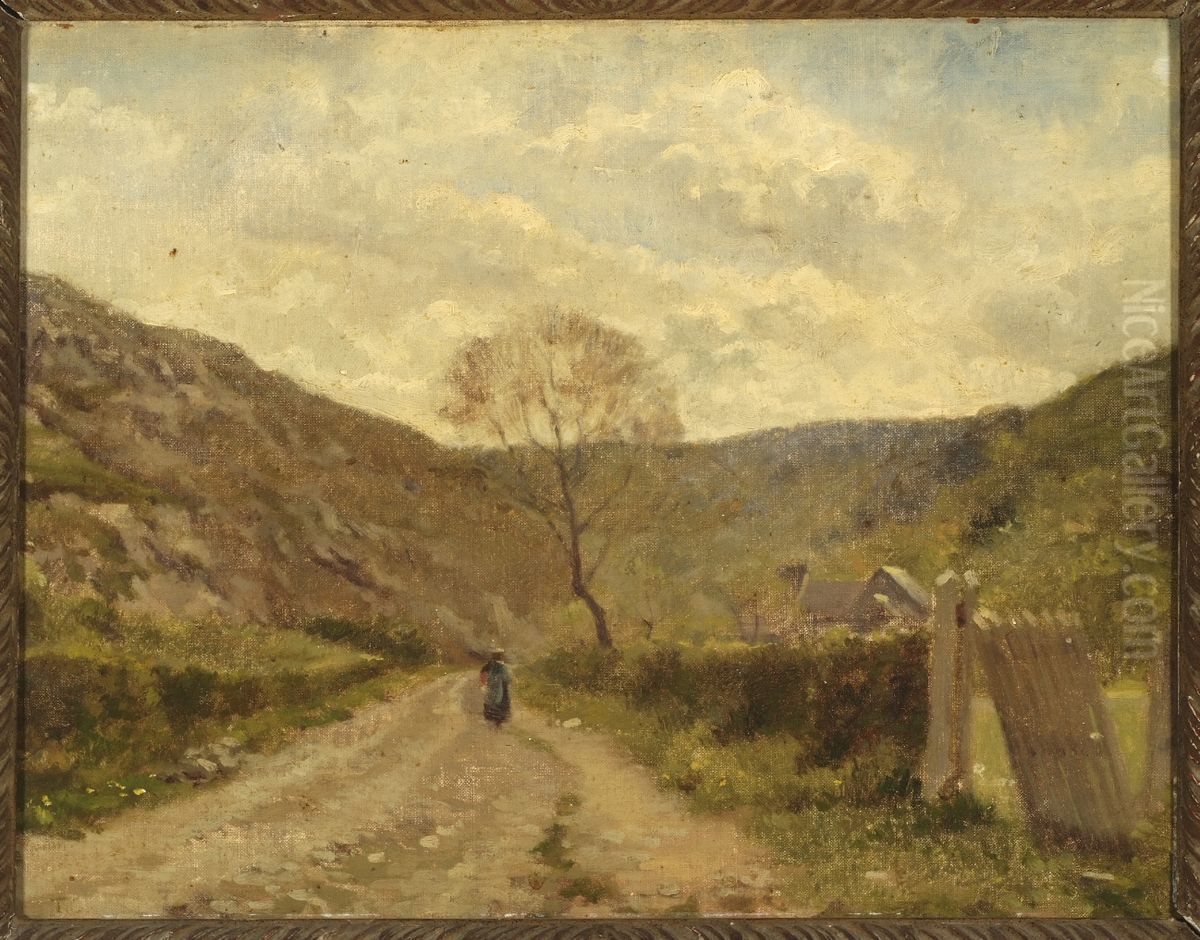 Landweg in Frans berggebied. Oil Painting by Thomas Couture