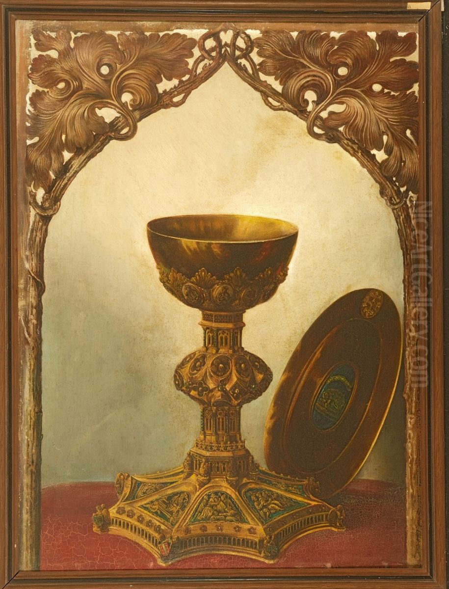 De miskelk van Jacoba van Beieren. Oil Painting by Johannes Jacobus Bertelman