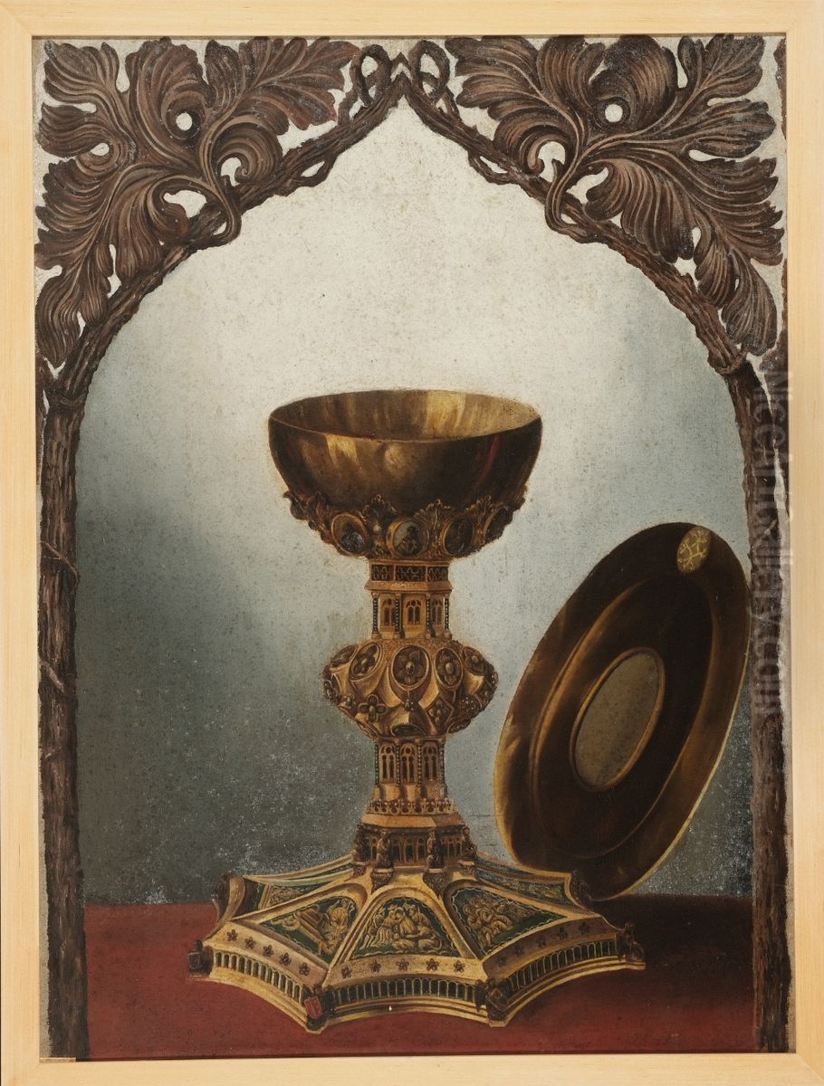 De miskelk van Jacoba van Beieren. Oil Painting by Johannes Jacobus Bertelman