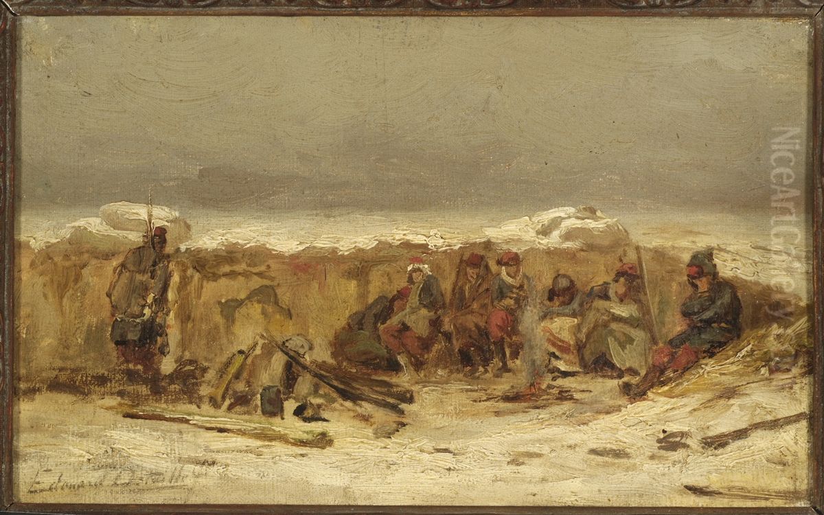 Beleg van Parijs ('Dans la tranche'). Oil Painting by Edouard Detaille
