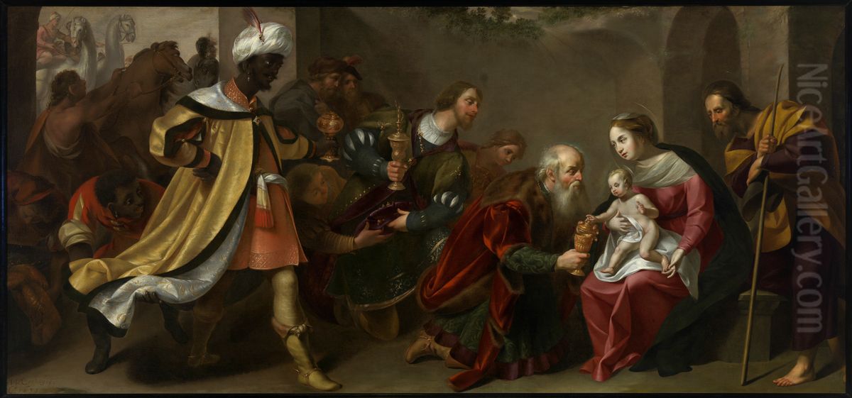 De aanbidding van de koningen. Oil Painting by Wouter Crabeth II
