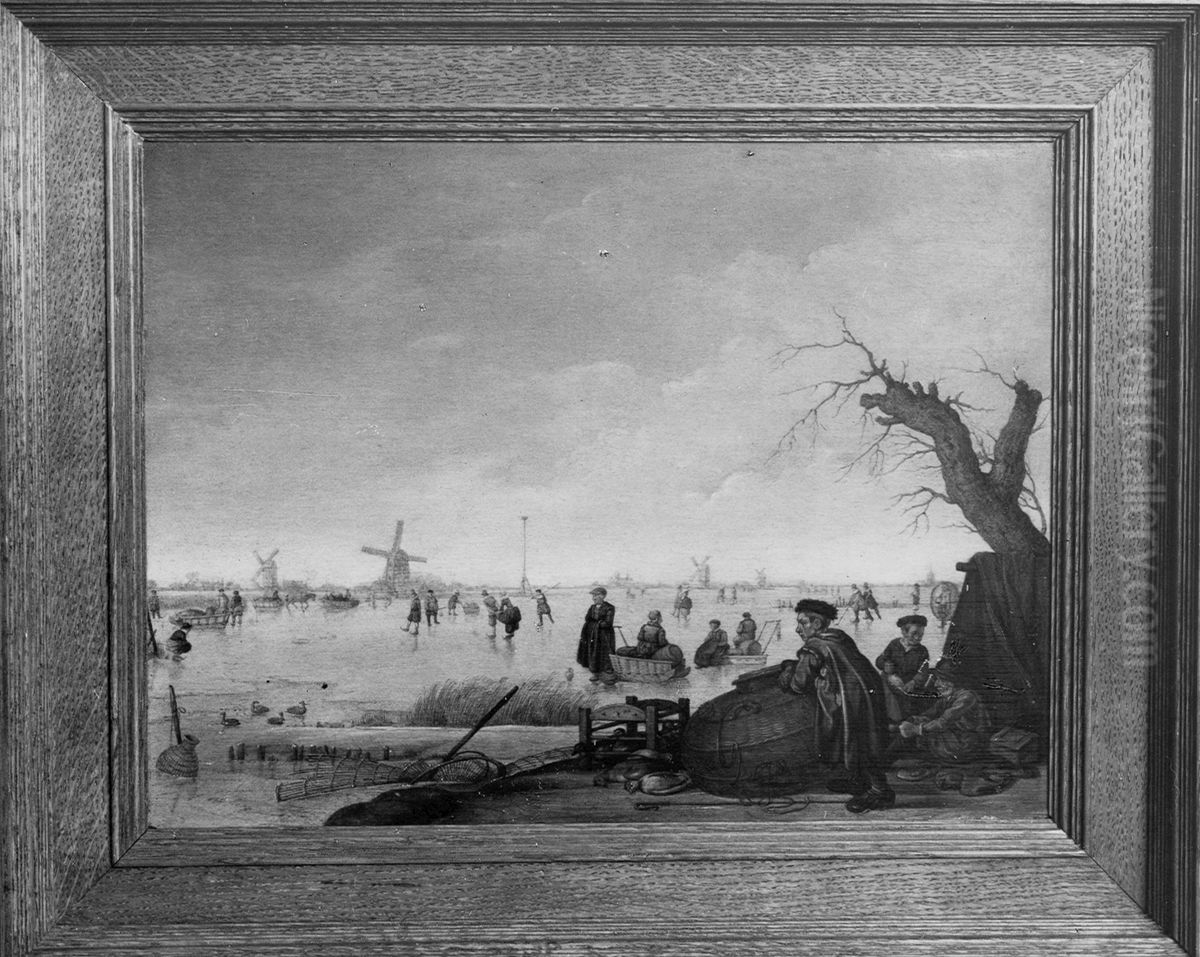 VERVALLEN Winterlandschap met ijsvermaak, Oil Painting by Arent Arentsz