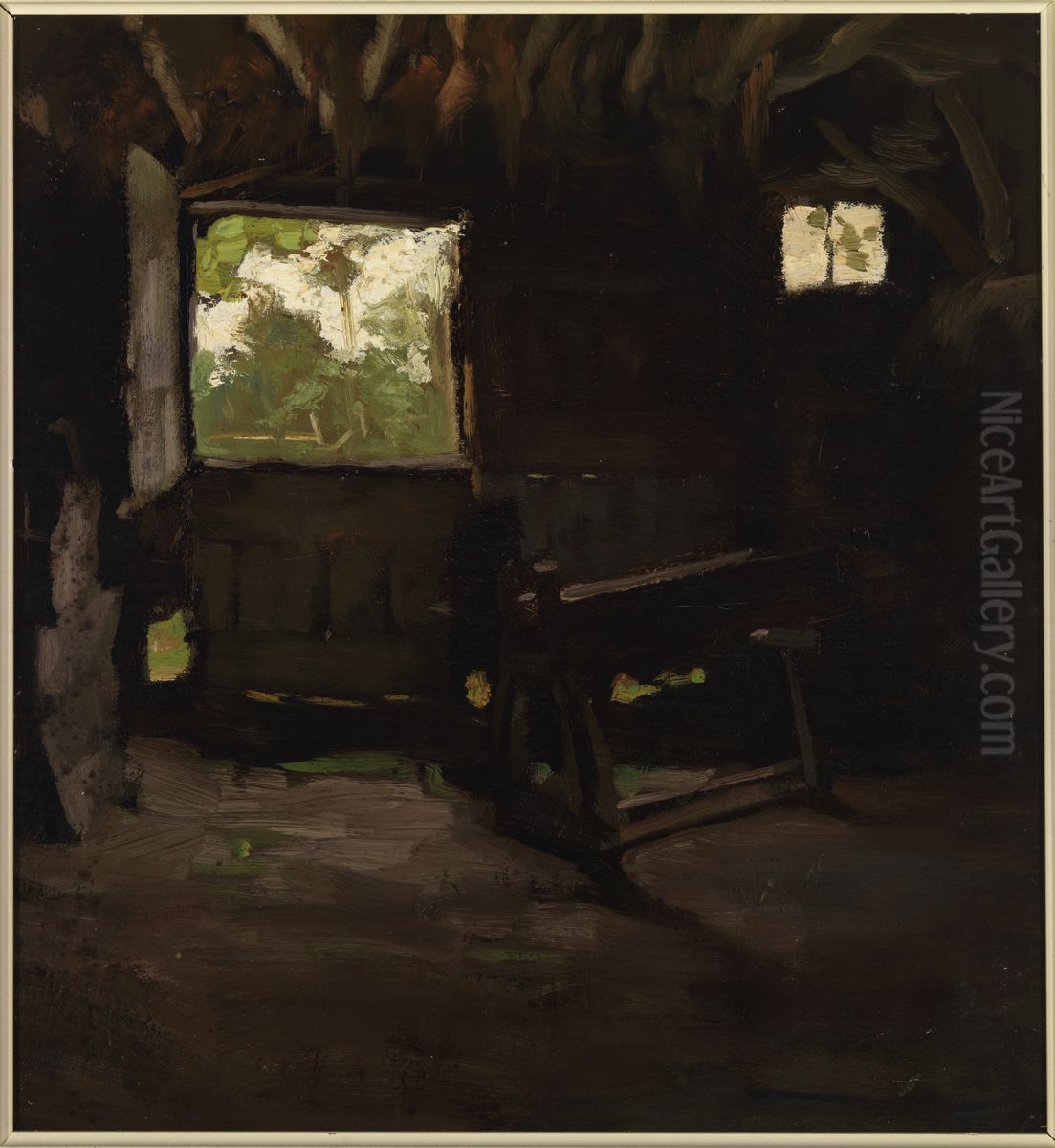 Interieur van een schuur Oil Painting by Herman Johannes van der Weele