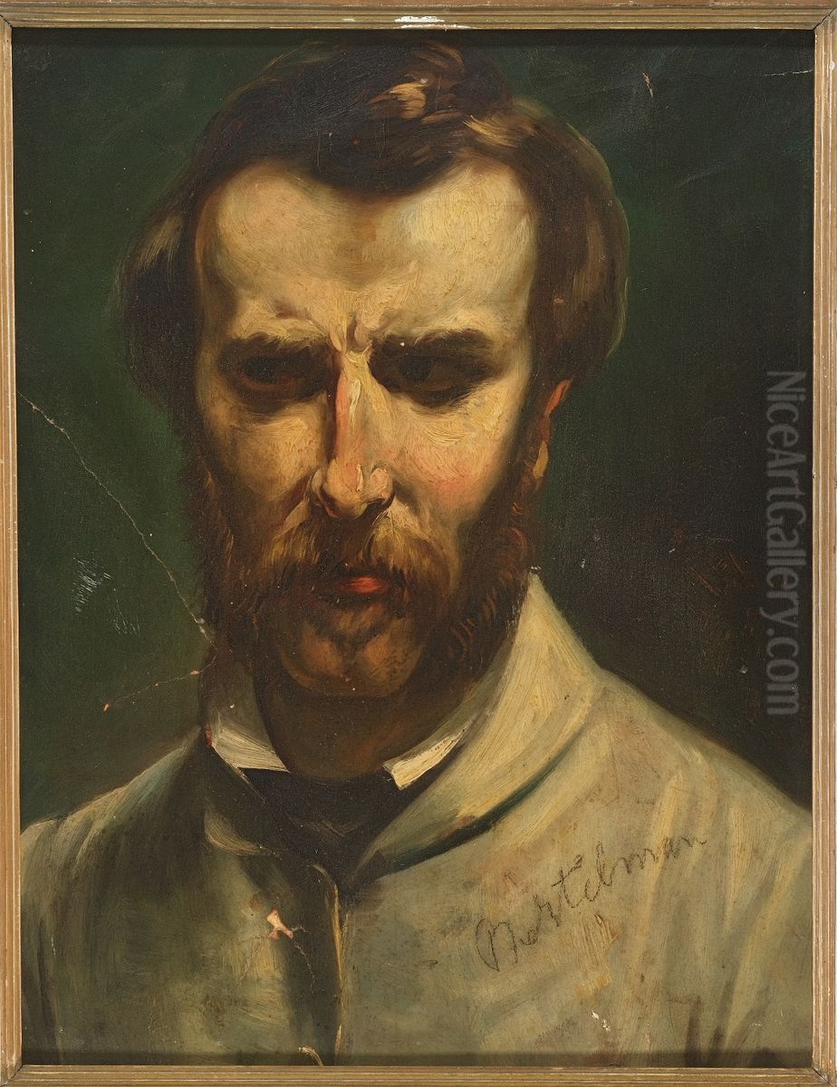 Zelfportret op 40-jarige leeftijd. Oil Painting by Johannes Jacobus Bertelman