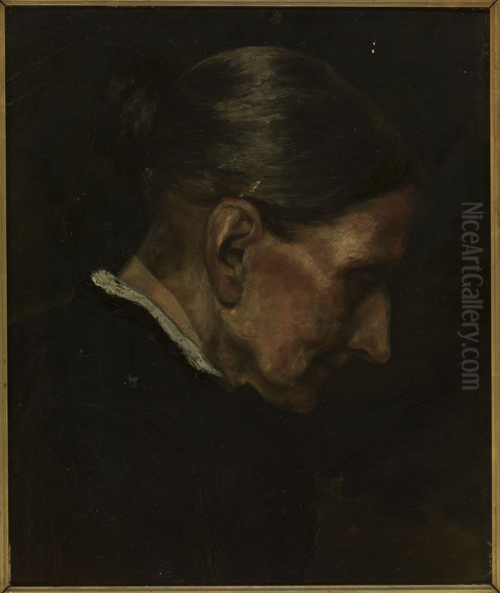 Damesportret (Mevr. Horn en profil). Oil Painting by Willem Maris