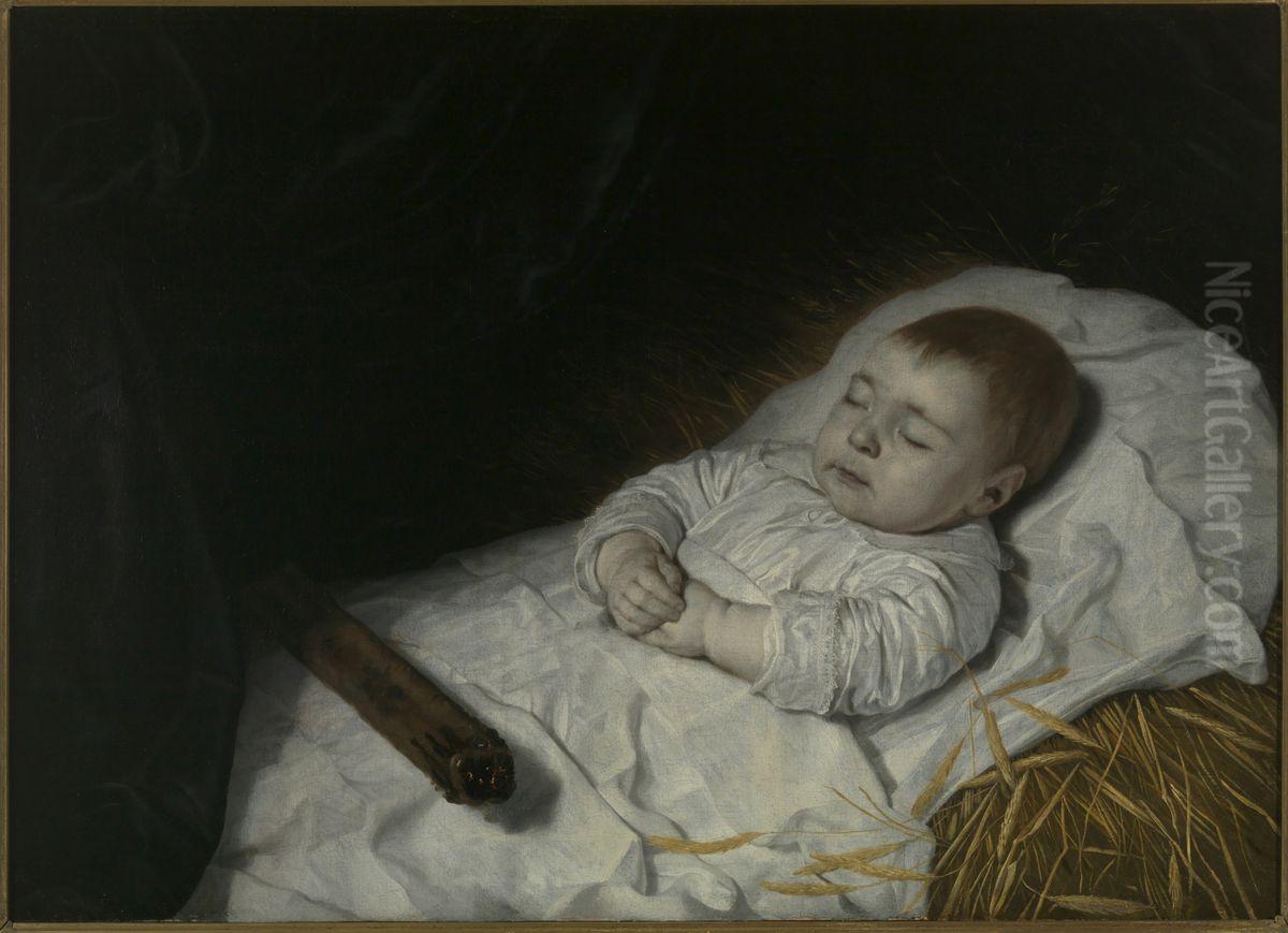 Jongetje op zijn doodsbed. Oil Painting by Bartholomeus Van Der Helst