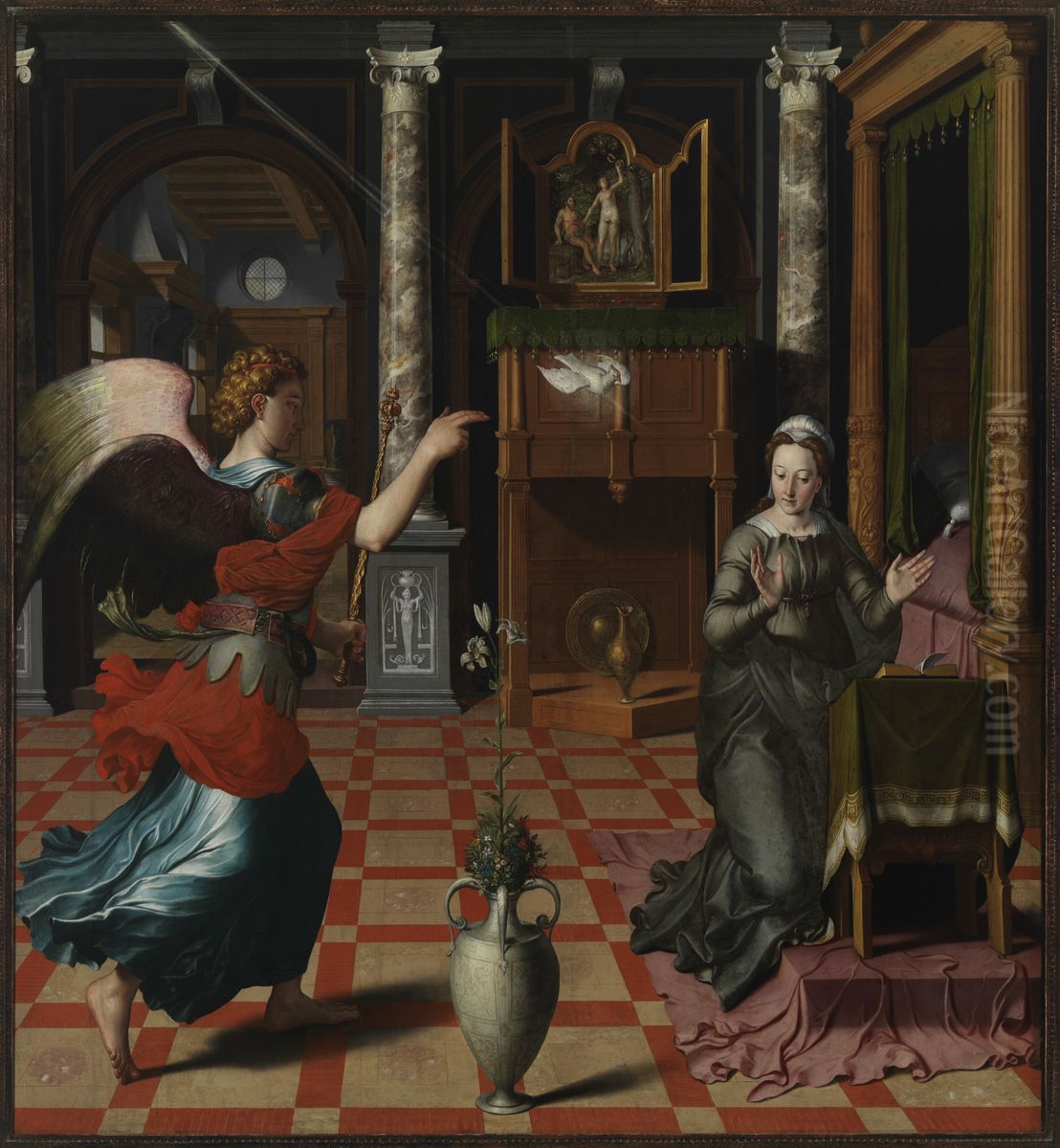 De verkondiging aan Maria. Oil Painting by Pieter Pourbus