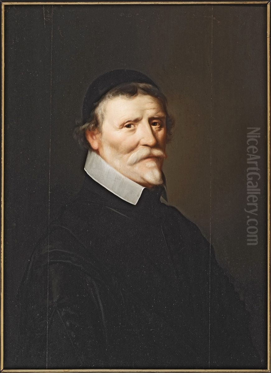 Portret van Petrus Purmerent (1588 - 1663), pastoor van de H. Johannes de Doper te Gouda. Oil Painting by Ludolf de Jongh