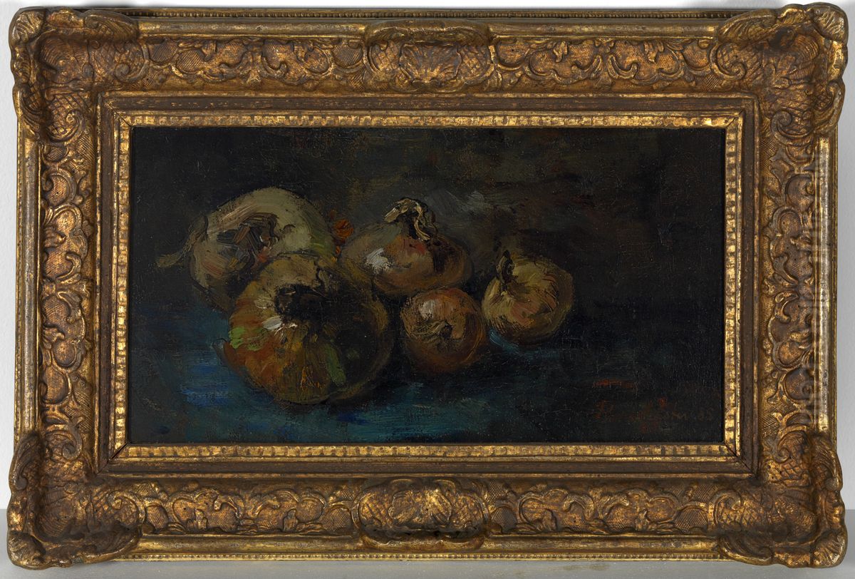 Uien (op blauw fond). Oil Painting by Floris Verster