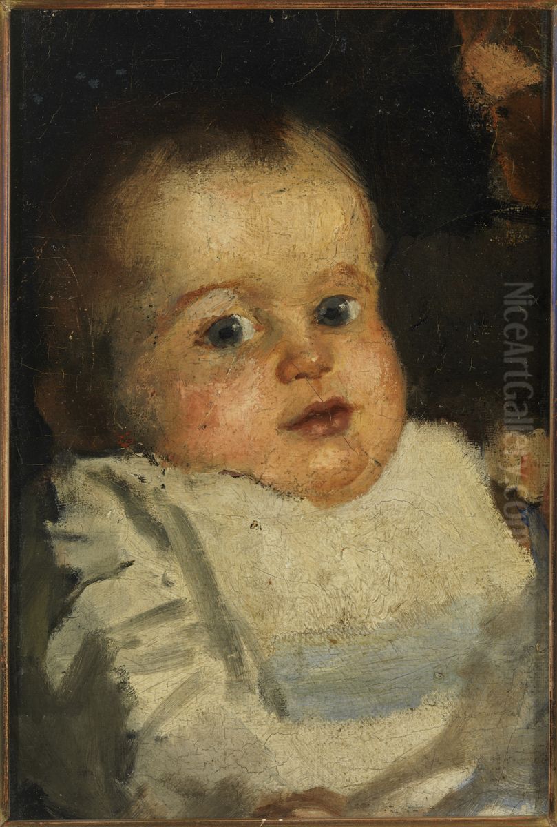 Liesje als baby. Oil Painting by Floris Arntzenius