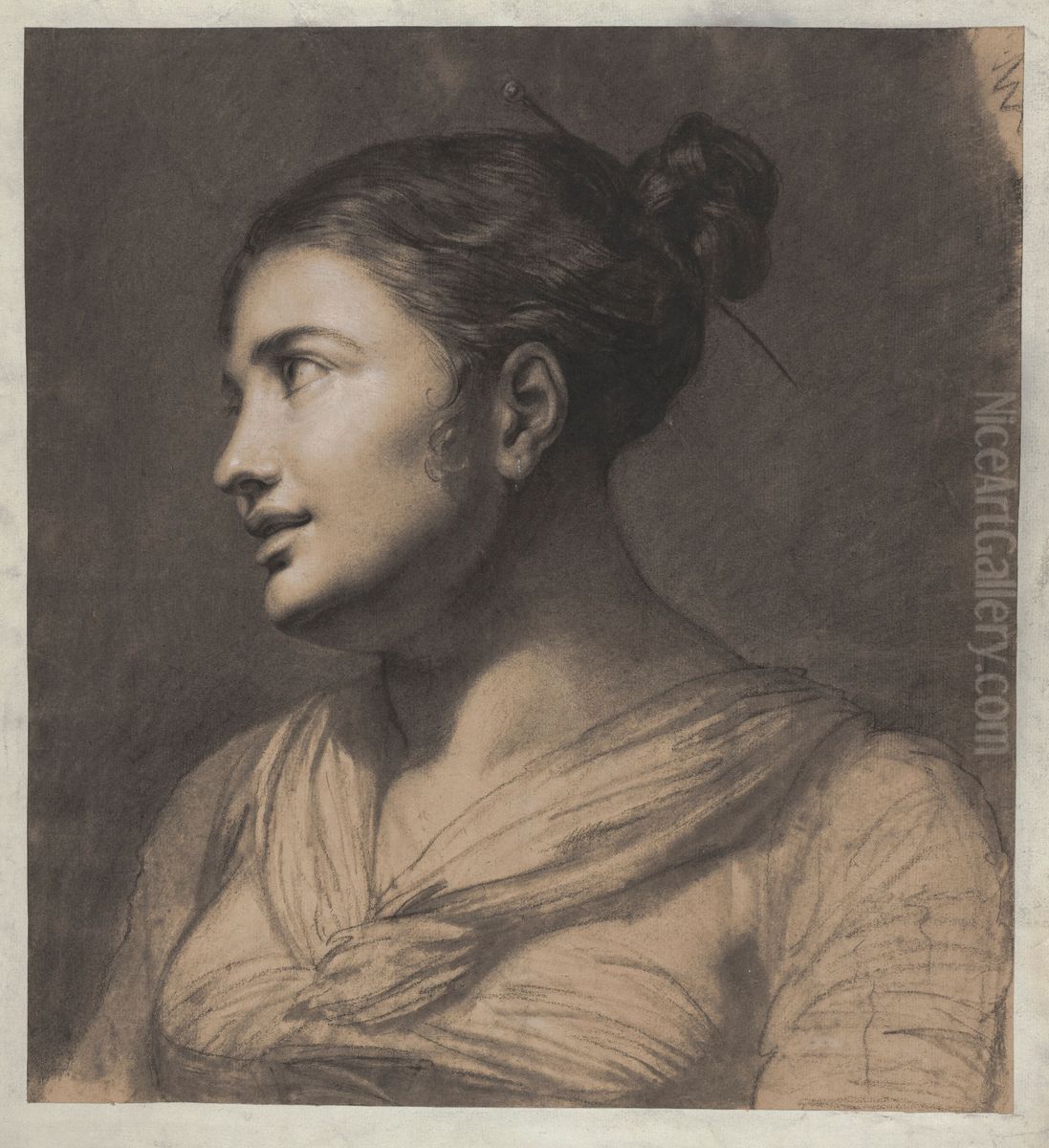 Portrait of a Girl, Bust Length Oil Painting by Pauline Auzou