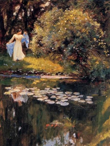 Au Jardin Oil Painting by Hubert von Herkomer